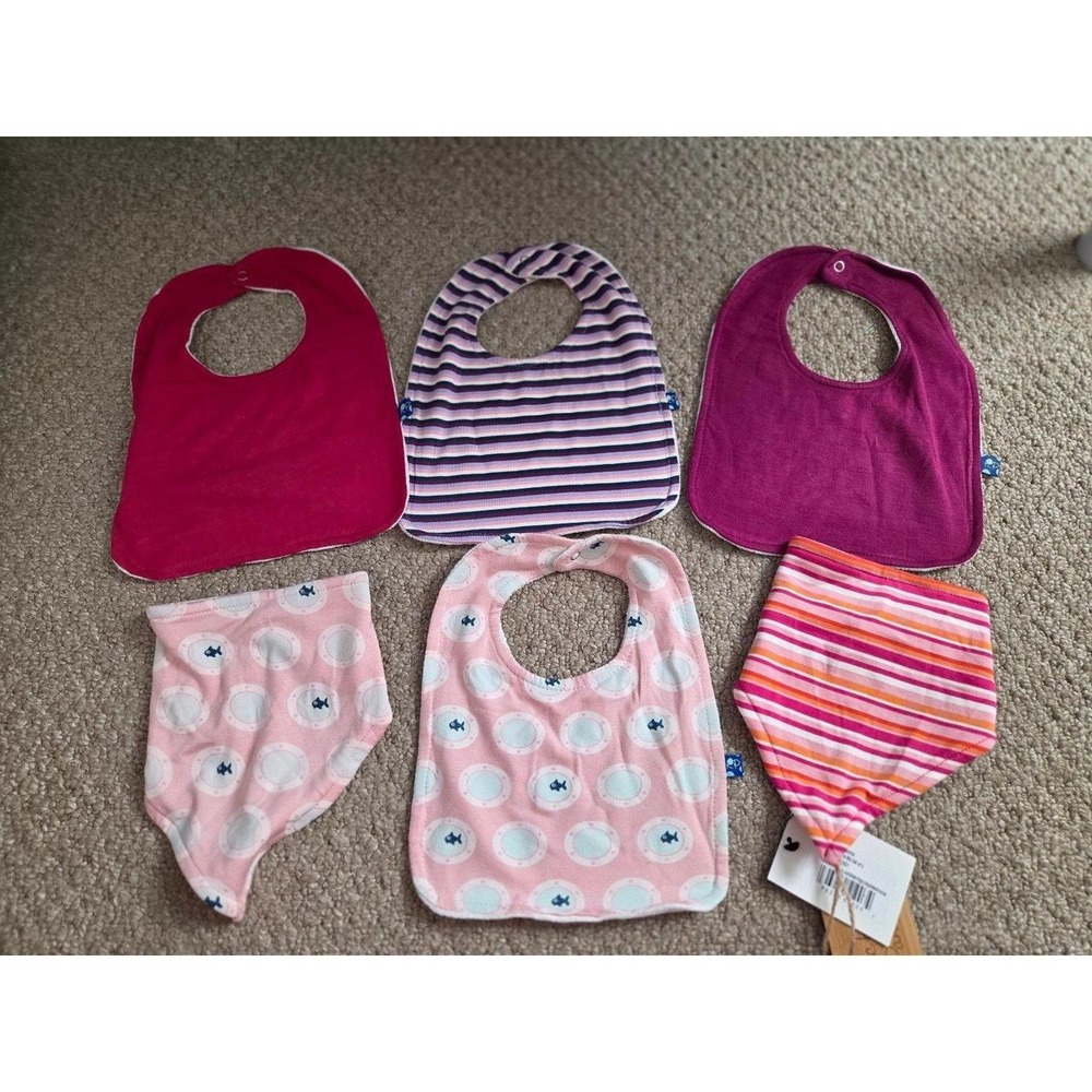 Kickee pants baby girl bamboo bibs new